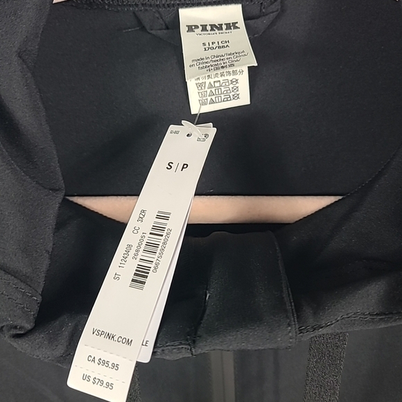 NEW Victoria's Secret PINK Zip It Windbreaker Jacket Half Zip Hoodie Black Sz S - Picture 3 of 9